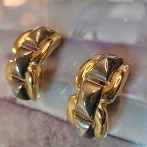 Givenchy Two Tone Clip on Earrings Paris New York chunky statement dramatic